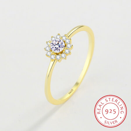 2022 NEUE Klassische Schneeflocke Ringe Für Frauen Echt S925 Sterling Silber Gold Kristall Blumen Hochzeit Partei Edlen Schmuck Geschenk