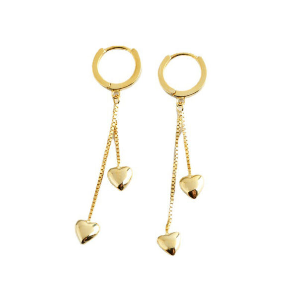 ANENJERY Silber Farbe Herz Kette Quaste Hoop Ohrringe Einfache Klassische Goldene Frauen Schmuck ohrringe