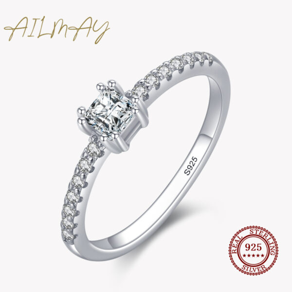 Ailmay 925 Sterling Silber Mode Quadrat Smaragd Cut Dazzling CZ Ringe Für Frauen Klassische Luxus Hochzeit Engagement Schmuck Geschenk