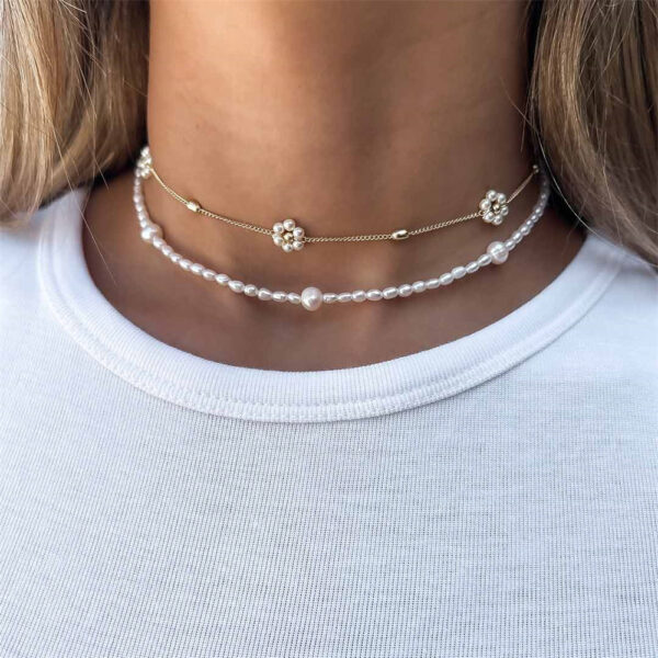 Böhmische mehr schicht ige handgemachte Blumen ketten Vintage Hals reifen für Frauen Gold Farbe Perlenkette Mode Hochzeit Schmuck Geschenk