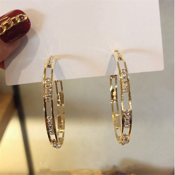 FYUAN Goldene Runde Kristall Hoop Ohrringe für Frauen Bijoux Geometrische Strass Ohrringe Erklärung Schmuck Party Geschenke