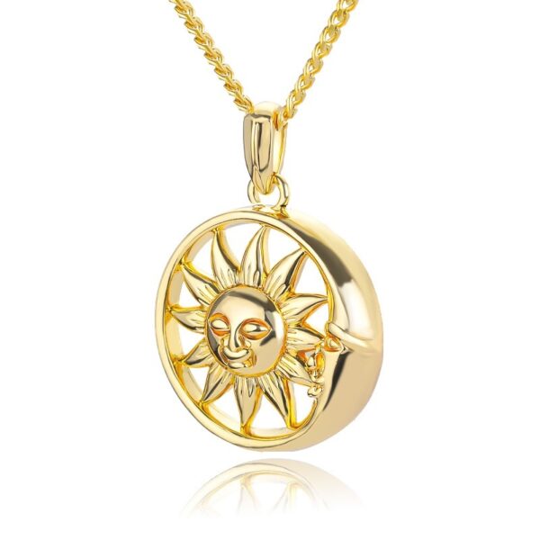 Edelstahl Steele Sonne Mond Halskette Goth Sonne Anhänger Halskette für Frauen Männer Gold Farbe Halsband Tarot SunFlower Gesicht Schmuck Bijoux