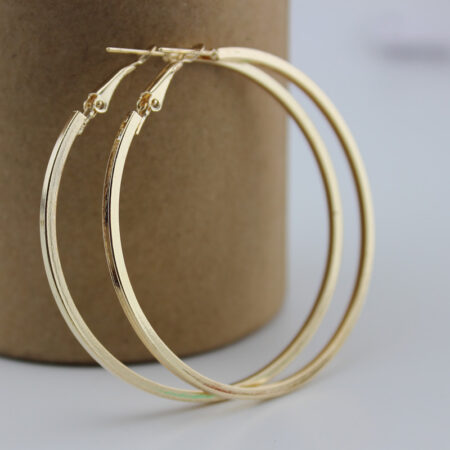 Mode Gold/Silber Überzogene 40 50 60mm Einfache Große Kreis Hoop Ohrring für Frauen Schmuck