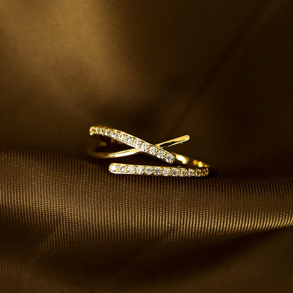 Neue Charming 14K Reales Gold Kreuz Öffnung Ringe für Frauen Einstellbare Design Schöne Schmuck Shiny AAA Zirkon Hochzeit Party geschenk