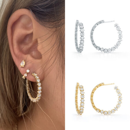 CRMYA Sparkly Kristall Zirkonia Gold Silber Überzogene Hoop Ohrring Für Frauen Hochzeit Modeschmuck